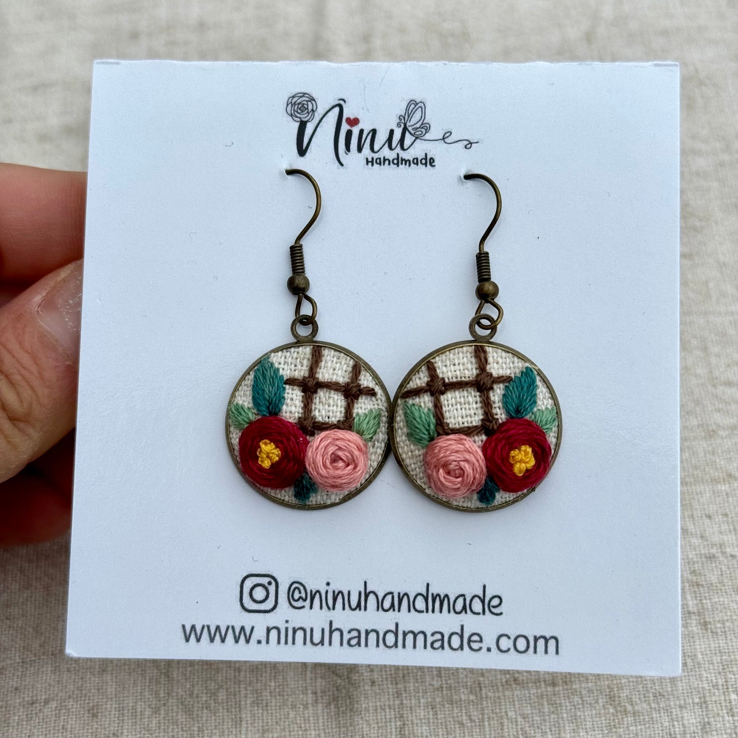Hand embroidered earrings