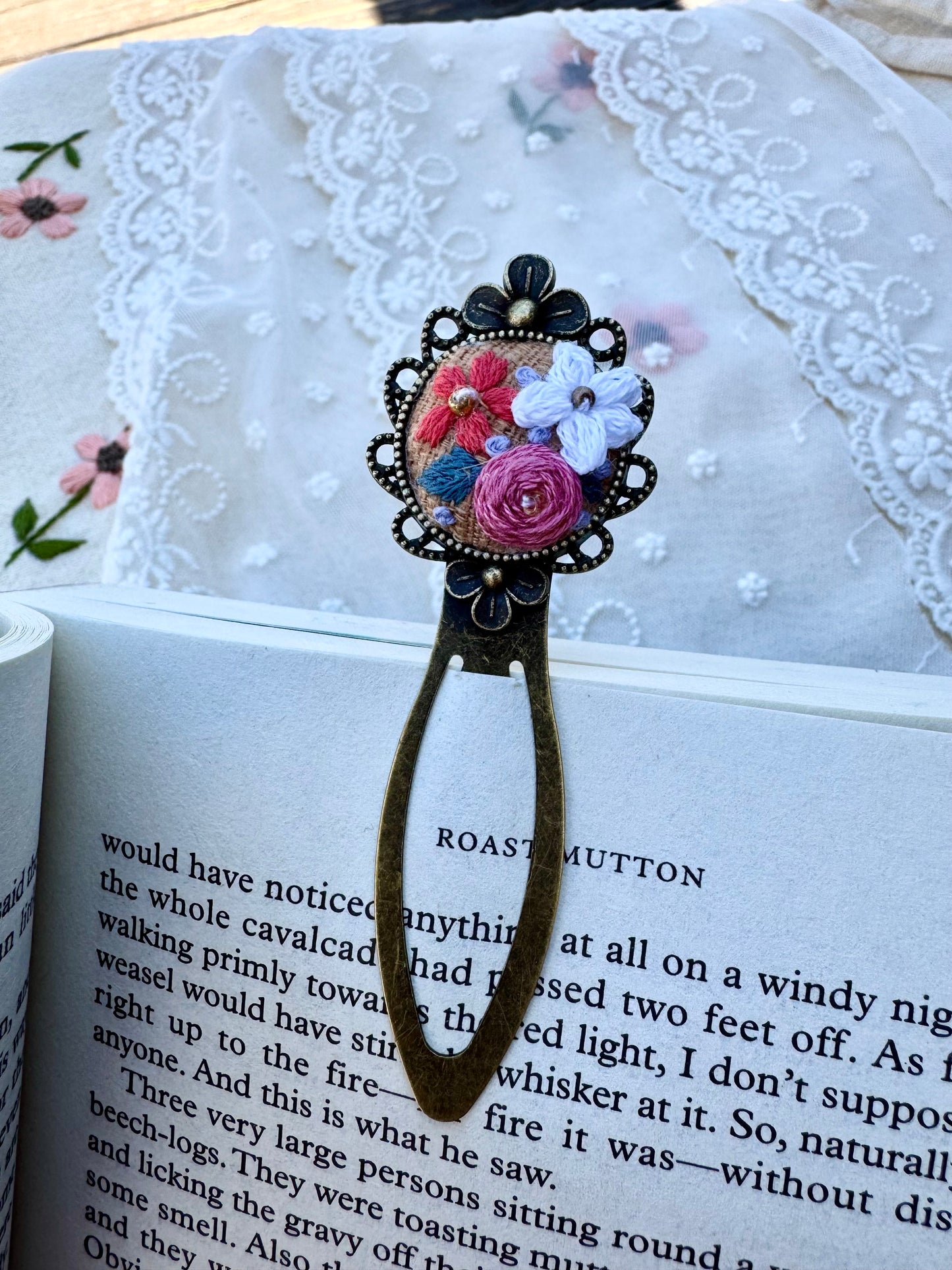 Embroidered Floral Bookmark