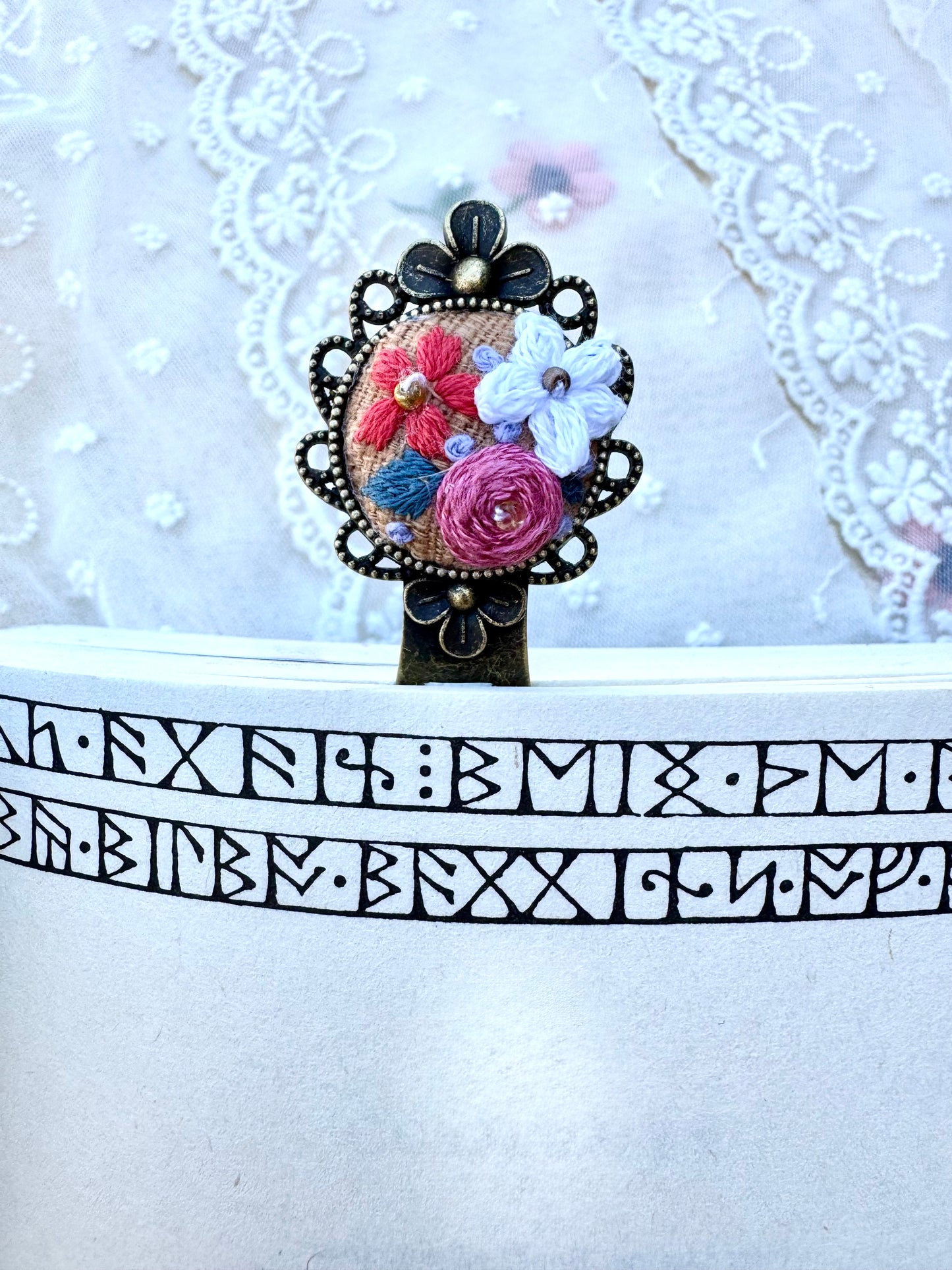 Embroidered Floral Bookmark