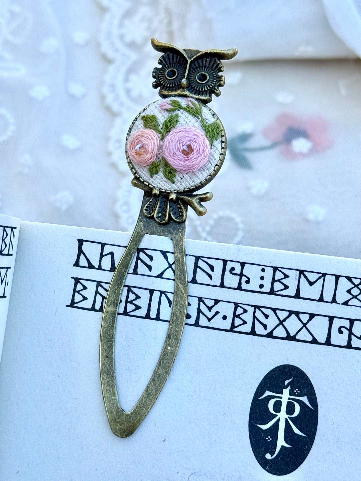 Embroidered Floral Bookmark