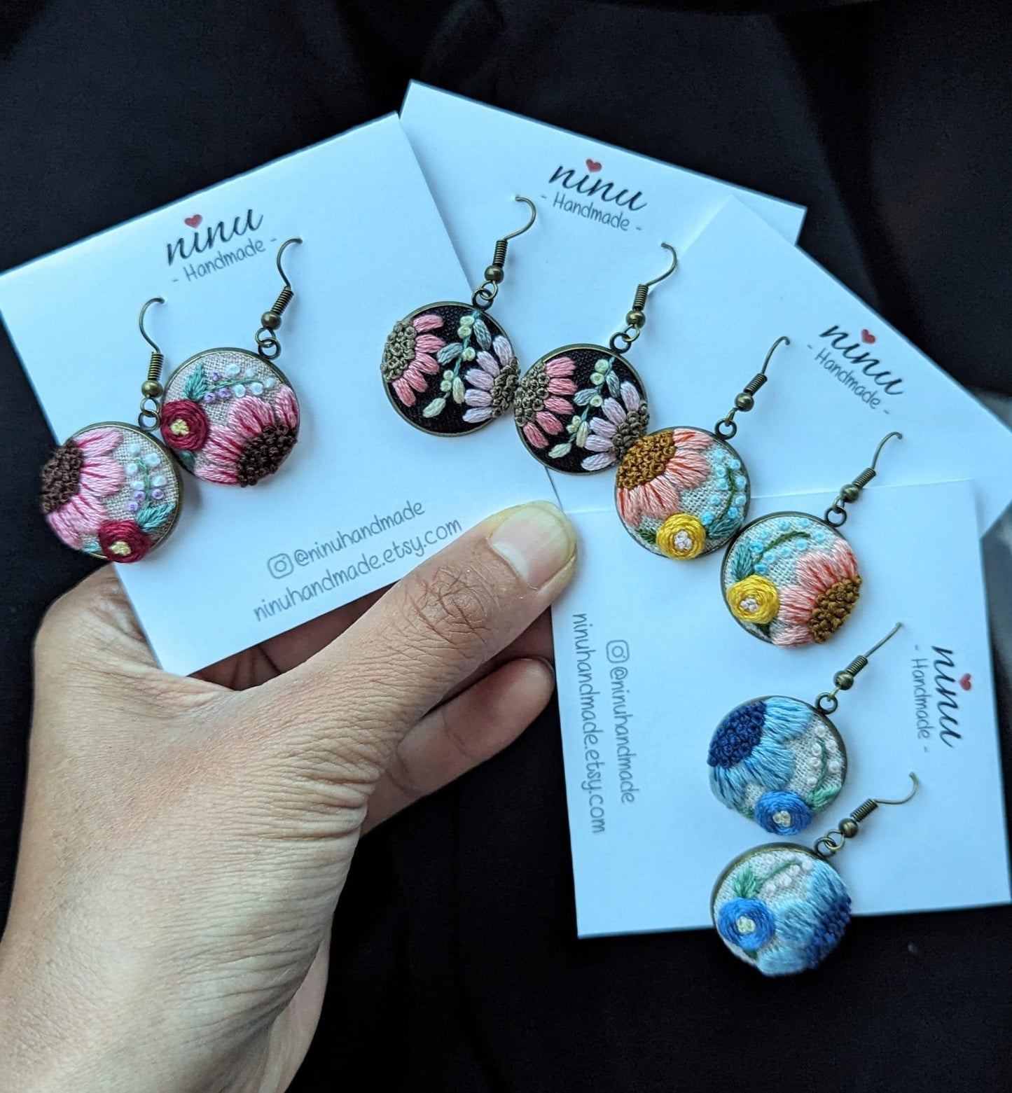 Mystery Embroidered Earrings